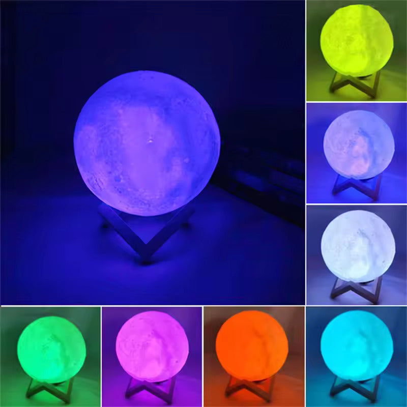 D5 Starry Moon Lamp 8Cm - LED Night Light with Stand, Perfect for Bedroom Decor and Gifts